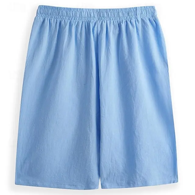 6 PACK-Men's Shorts Linen Shorts Summer Shorts Pocket Drawstring Elastic Waist Plain Comfort Breathable Short Casual Daily Holiday Fashion Classic Style Black White