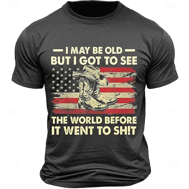 6 PACK-I May Be Old Men's Graphic Cotton T Shirt Sports Classic Shirt Short Sleeve Comfortable Tee Sports Outdoor Holiday Summer Fashion Designer Clothing