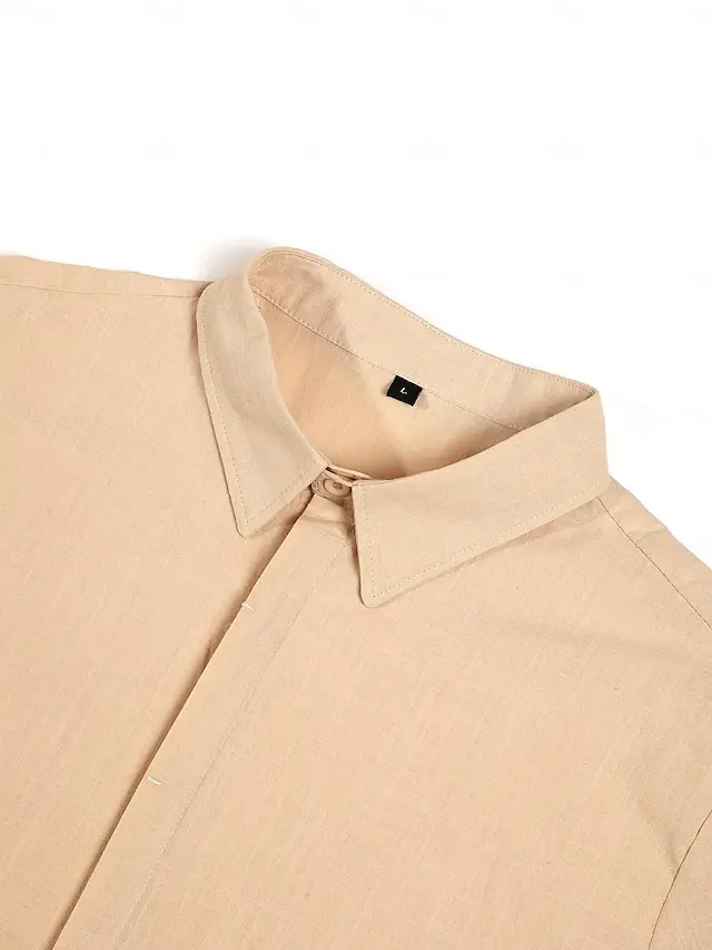 7 PACK-Men's Shirt Linen Shirt Summer Shirt Casual Shirt Beach Shirt Button Down Shirt Black White Pink Blue Short Sleeve Plain Lapel Summer Casual Daily Clothing Apparel