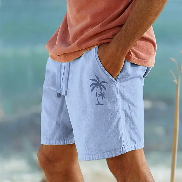 5 PACK-Men's Cotton Shorts Summer Shorts Beach Shorts Drawstring Elastic Waist 3D Print Graphic Coconut Tree Breathable Soft Short Casual Daily Holiday Streetwear Hawaiian Black White Micro-elastic