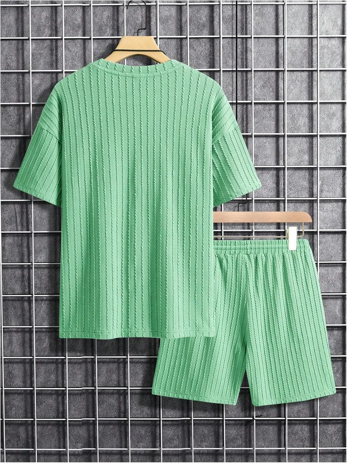 7 Pack-Men's 2 Piece Outfits Short Sleeve Crewneck Summer T Shirt and Drawstring Casual Track Shorts Set