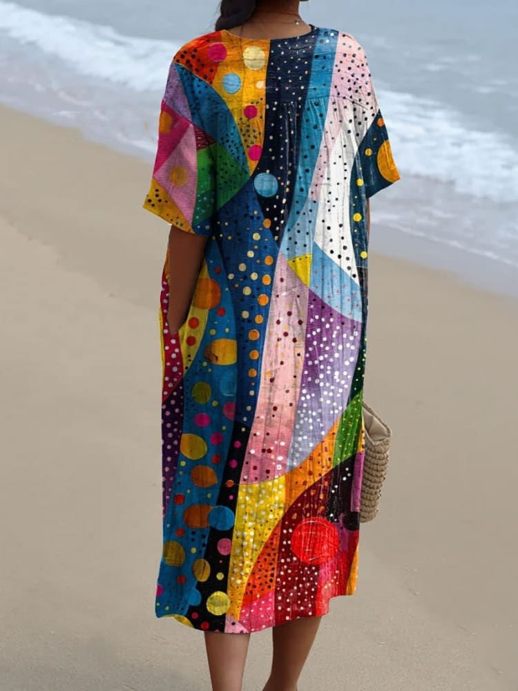 Women's Colorful Art Print Casual Dress 4bf5