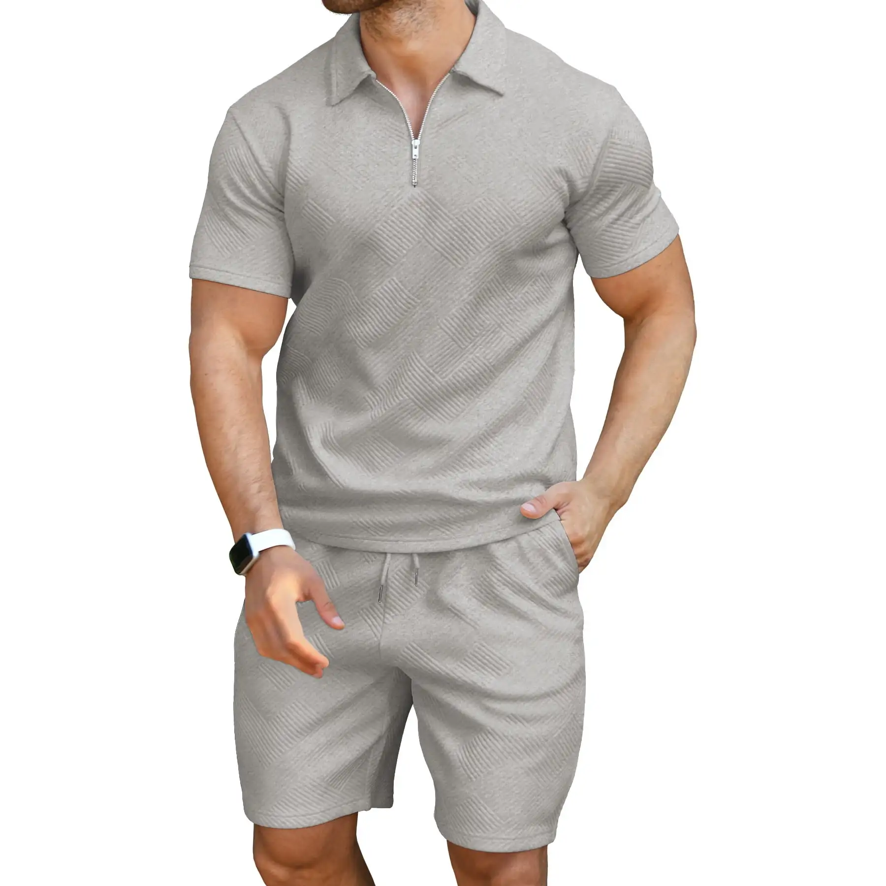 6 PACK-Men's Polo Shirt and Shorts Set Summer Outfits Fashion Casual Short Sleeve Polo Suit for Men 2 Piece Shorts Tracksuit