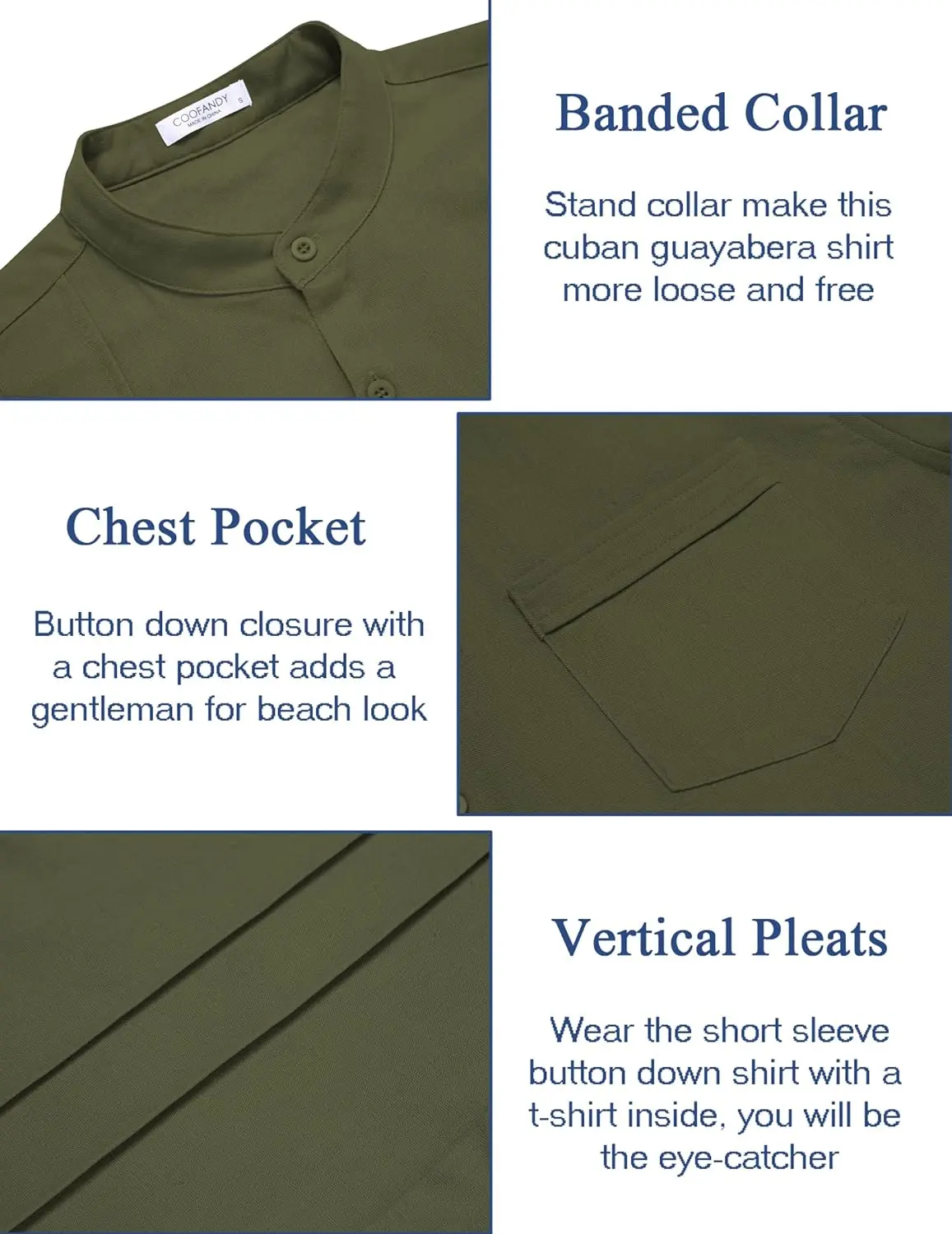 9 Pack-Men's Cuban Guayabera Shirt Cotton Linen Short Sleeve Button Down Shirts Casual Band Collar Summer Shirt