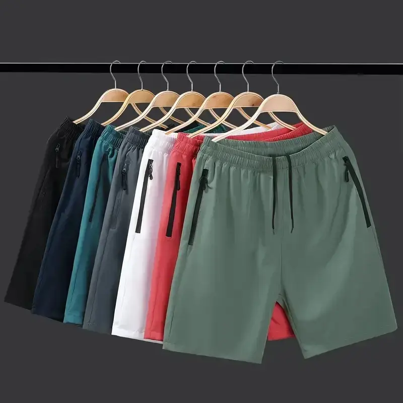 7 Pack-Set of Ultra-Comfy Solid Color Sports Shorts - Adjustable Drawstring, Multiple Pockets, Relaxed Fit - Ideal for Mens Summer Fitness Workout, Outdoor Sports and Activities