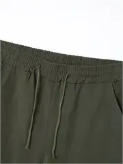 6 Pack-Men's Multi-pocket Linen Cargo Shorts - Comfort Fit with Adjustable Drawstring Waist, Versatile For Outdoor Adventures & Everyday Wear