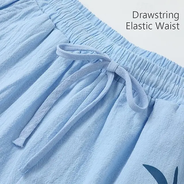 5 PACK-Men's Cotton Shorts Summer Shorts Beach Shorts Drawstring Elastic Waist 3D Print Graphic Coconut Tree Breathable Soft Short Casual Daily Holiday Streetwear Hawaiian Black White Micro-elastic