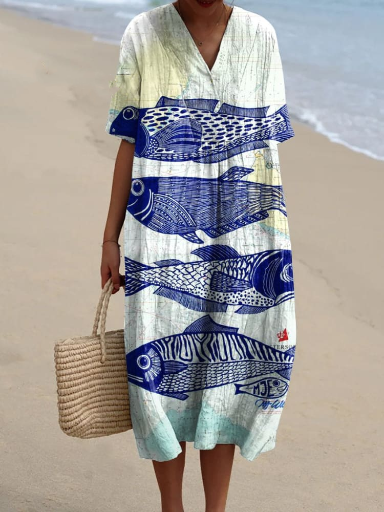 Women's Fish Art Print Casual Dress 4e0d