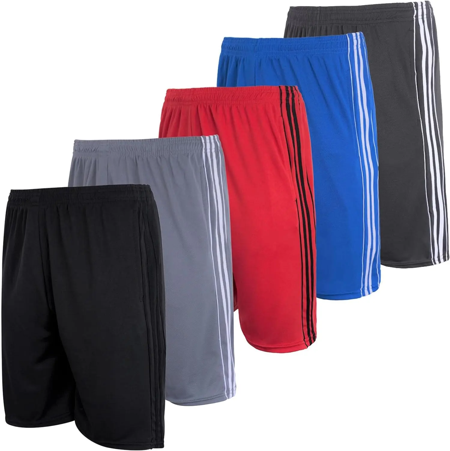 5 Pack-Men's Mesh Athletic Basketball Shorts Quick Dry Activewear with Pockets