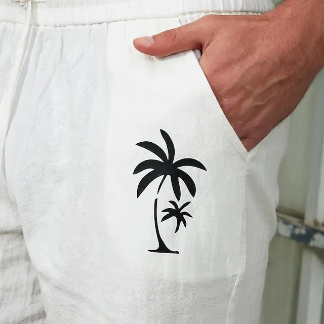 5 PACK-Men's Cotton Shorts Summer Shorts Beach Shorts Drawstring Elastic Waist 3D Print Graphic Coconut Tree Breathable Soft Short Casual Daily Holiday Streetwear Hawaiian Black White Micro-elastic