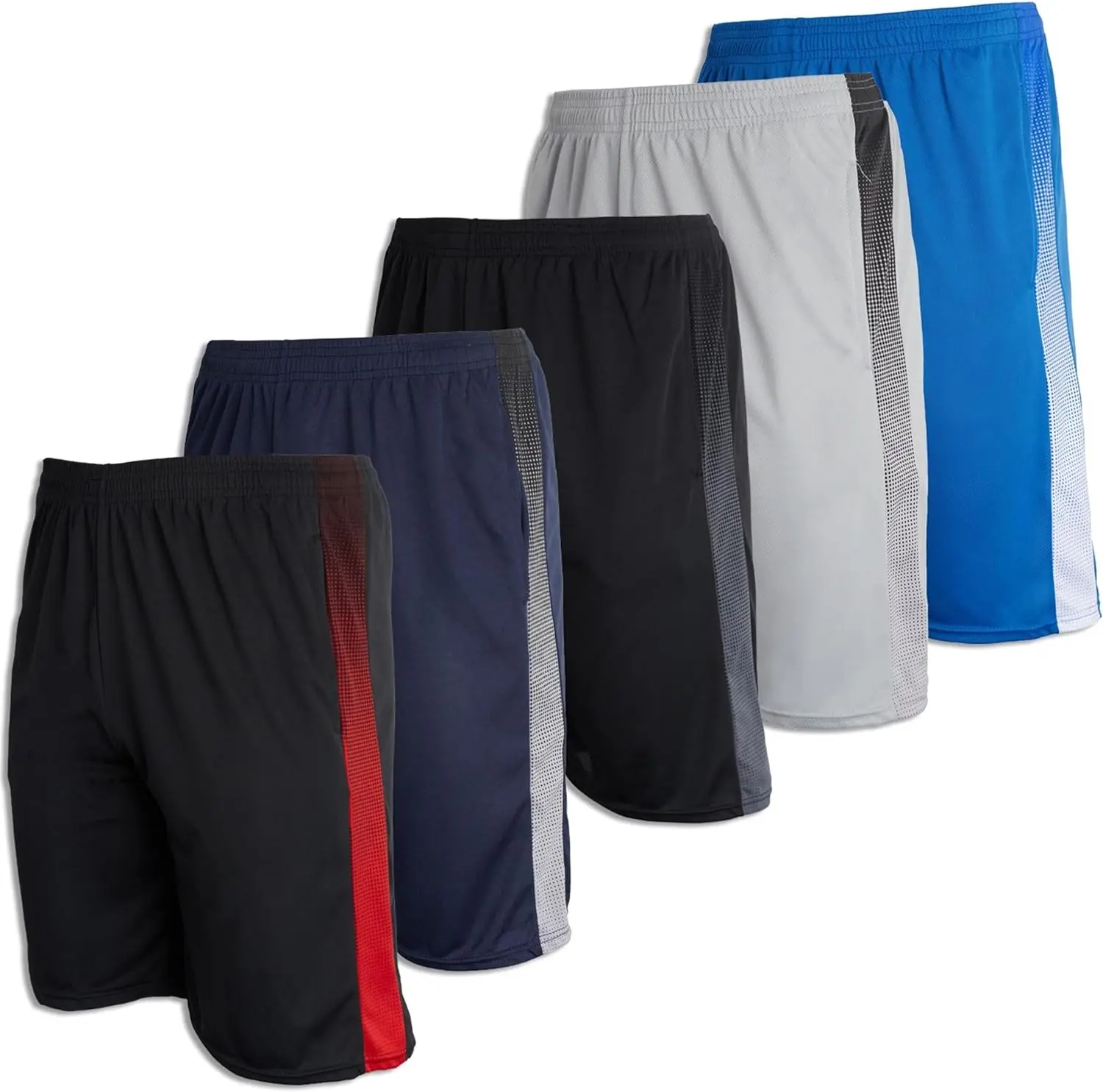 5 Pack-Men's Mesh Athletic Basketball Shorts Quick Dry Activewear with Pockets