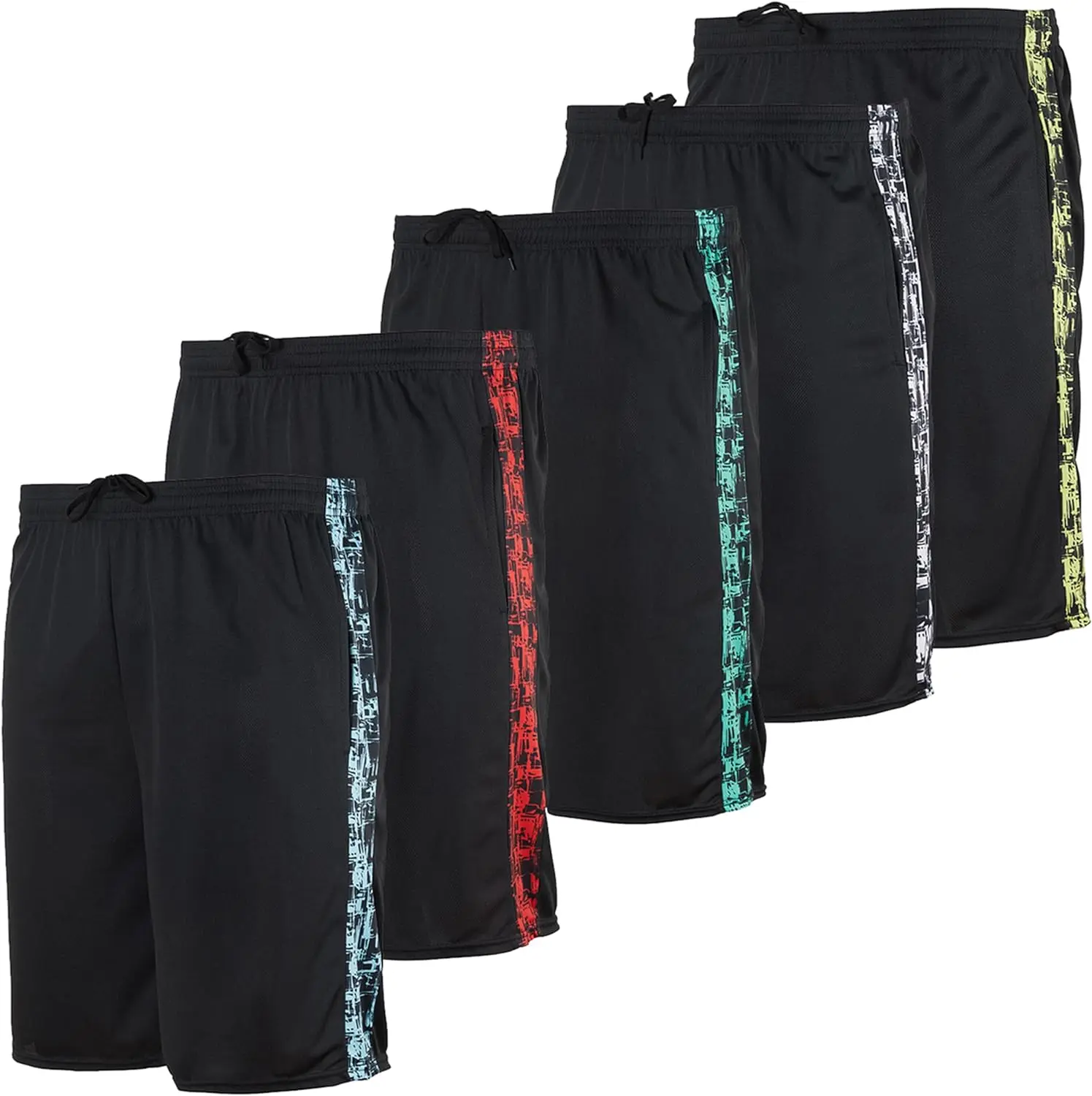 5 Pack-Men's Mesh Athletic Basketball Shorts Quick Dry Activewear with Pockets