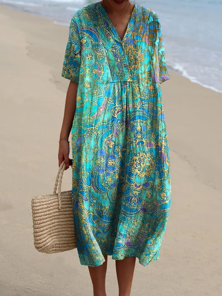 Women's Retro Art Print Casual Dress 73e0