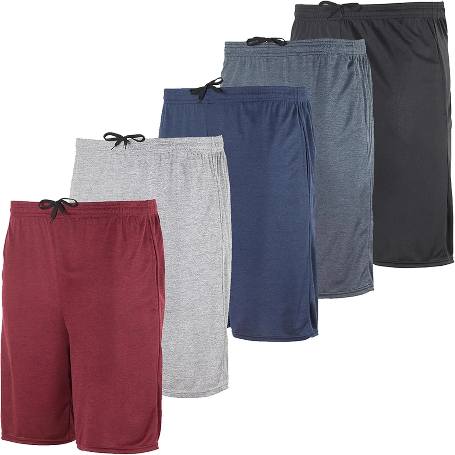5 Pack-Men's Mesh Athletic Basketball Shorts Quick Dry Activewear with Pockets