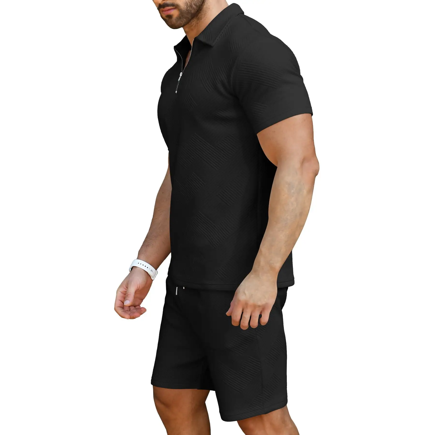 6 PACK-Men's Polo Shirt and Shorts Set Summer Outfits Fashion Casual Short Sleeve Polo Suit for Men 2 Piece Shorts Tracksuit