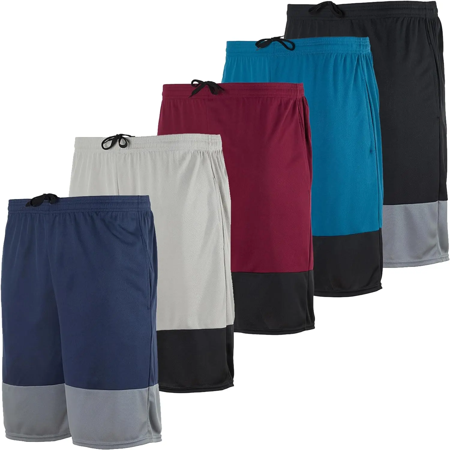 5 Pack-Men's Mesh Athletic Basketball Shorts Quick Dry Activewear with Pockets
