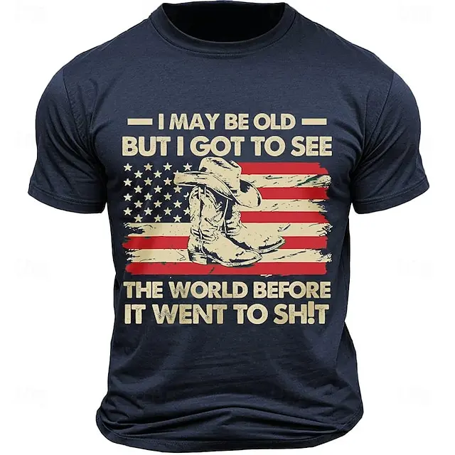 6 PACK-I May Be Old Men's Graphic Cotton T Shirt Sports Classic Shirt Short Sleeve Comfortable Tee Sports Outdoor Holiday Summer Fashion Designer Clothing