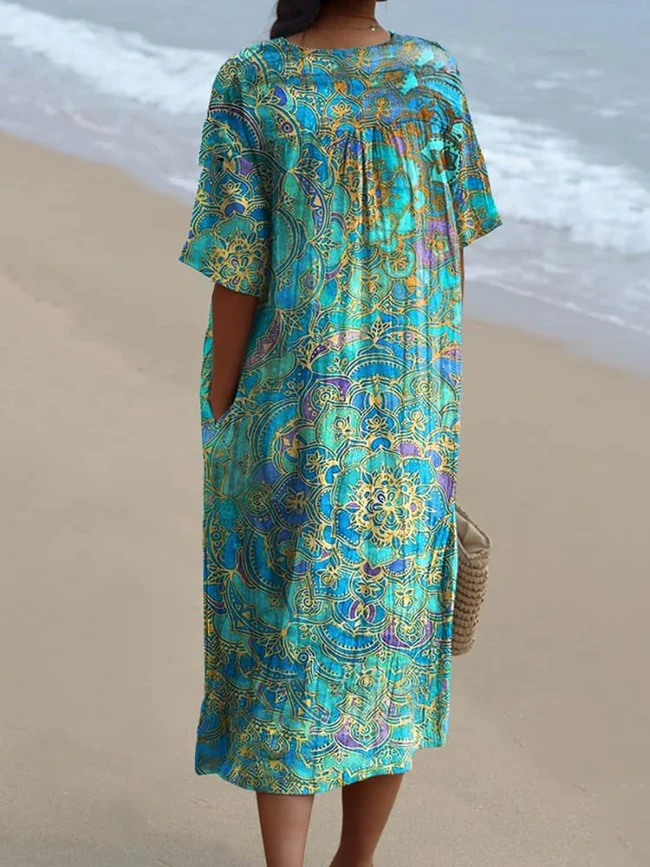 Women's Retro Art Print Casual Dress 73e0