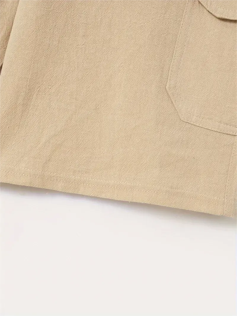 6 Pack-Men's Multi-pocket Linen Cargo Shorts - Comfort Fit with Adjustable Drawstring Waist, Versatile For Outdoor Adventures & Everyday Wear