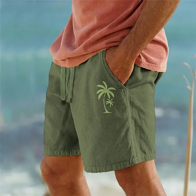 5 PACK-Men's Cotton Shorts Summer Shorts Beach Shorts Drawstring Elastic Waist 3D Print Graphic Coconut Tree Breathable Soft Short Casual Daily Holiday Streetwear Hawaiian Black White Micro-elastic