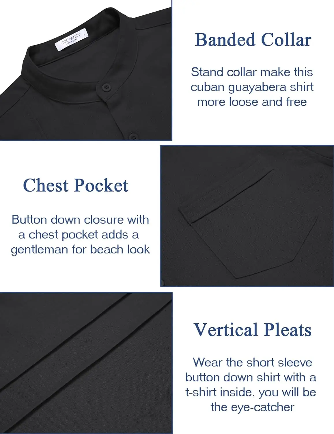 9 Pack-Men's Cuban Guayabera Shirt Cotton Linen Short Sleeve Button Down Shirts Casual Band Collar Summer Shirt