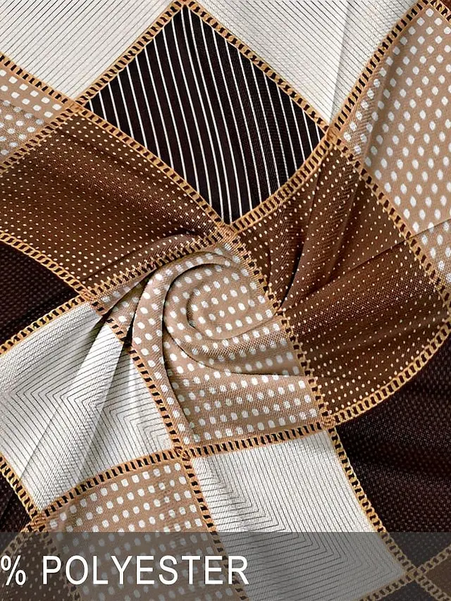 4 PACK-Plaid Checkered Men's Sportswear 3D Print Polo Shirt Formal Work Street Polyester Short Sleeve Turndown Polo Shirts Blue Green Spring & Summer S M L Micro-elastic Lapel Polo