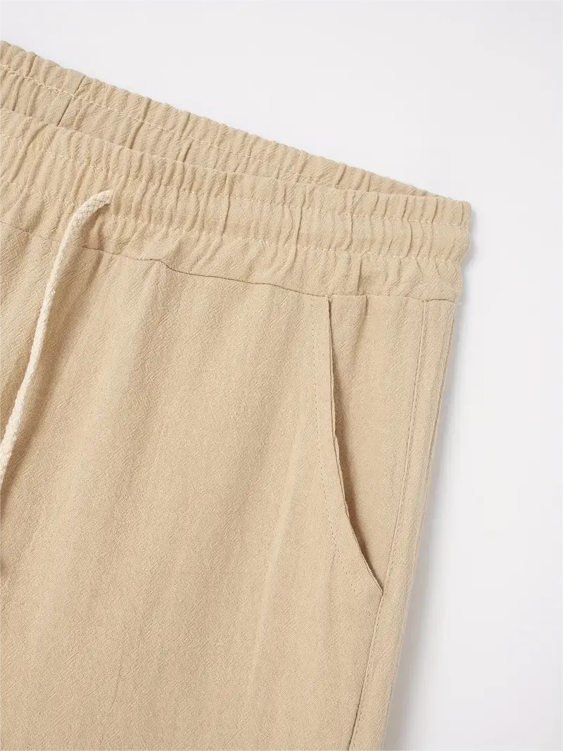 6 Pack-Men's Multi-pocket Linen Cargo Shorts - Comfort Fit with Adjustable Drawstring Waist, Versatile For Outdoor Adventures & Everyday Wear