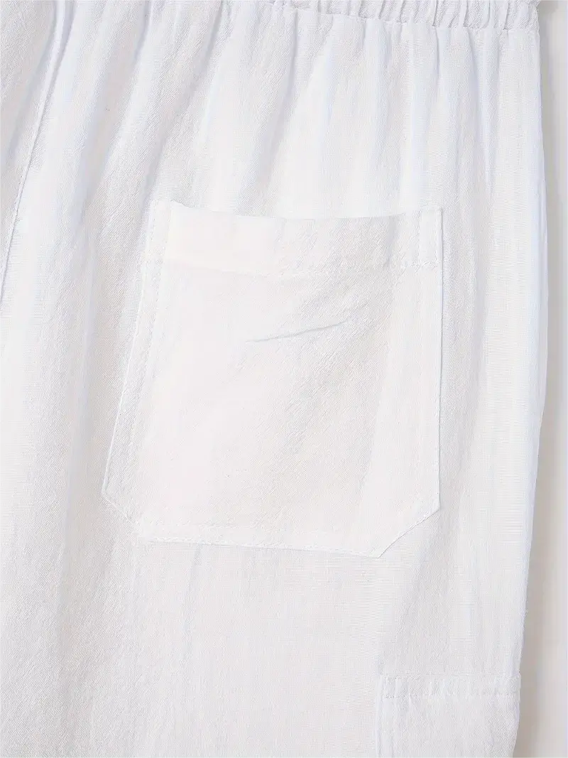 6 Pack-Men's Multi-pocket Linen Cargo Shorts - Comfort Fit with Adjustable Drawstring Waist, Versatile For Outdoor Adventures & Everyday Wear