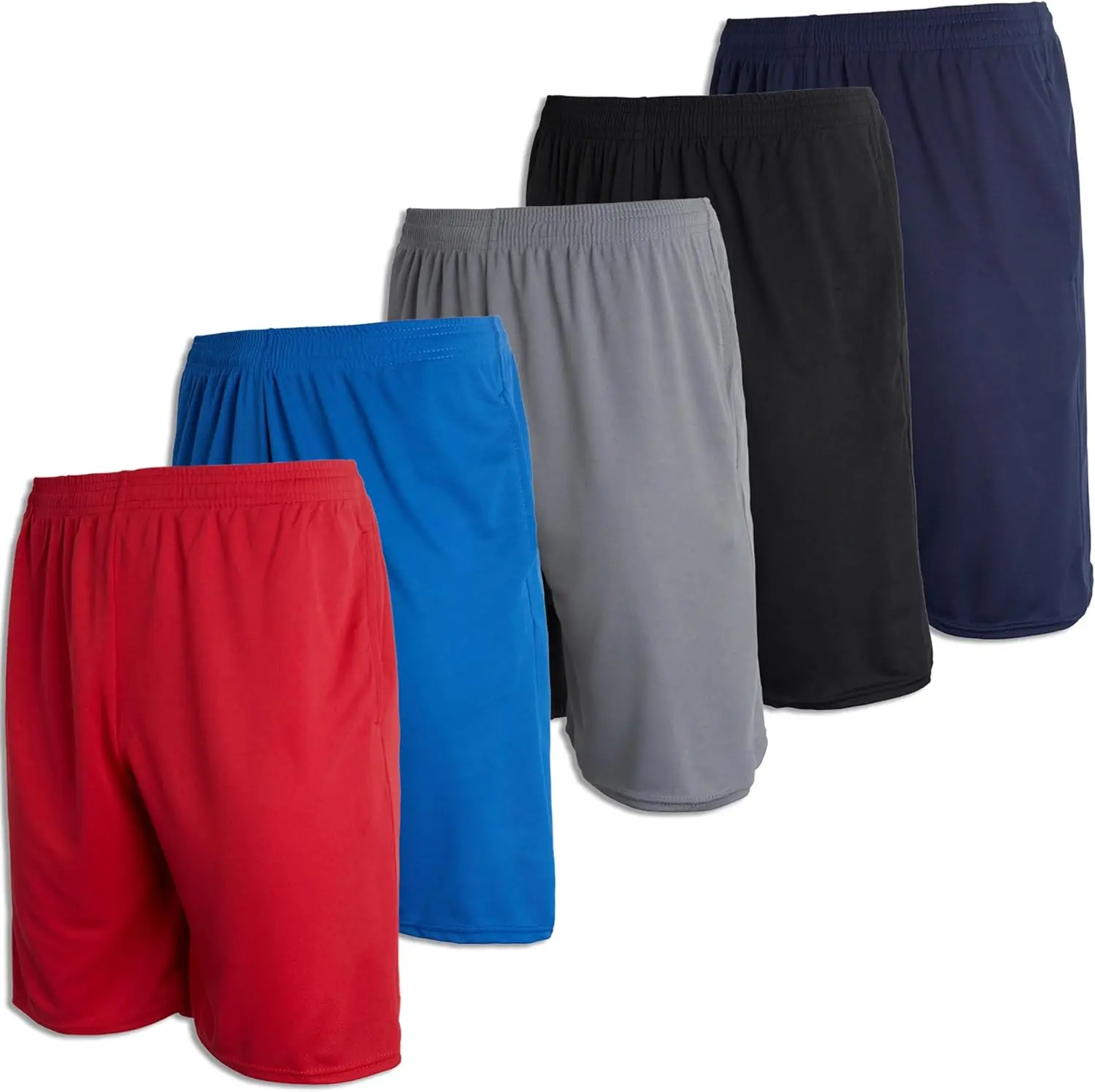 5 Pack-Men's Mesh Athletic Basketball Shorts Quick Dry Activewear with Pockets