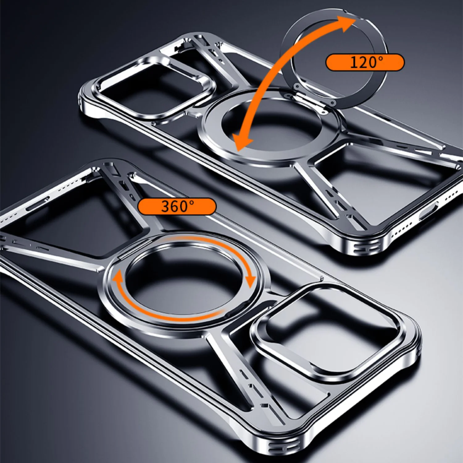 Armor King X Bracket MagSafe Pivot Ring Stand Air Cushion Metal Case Cover