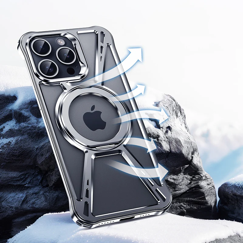 Armor King X Bracket MagSafe Pivot Ring Stand Air Cushion Metal Case Cover