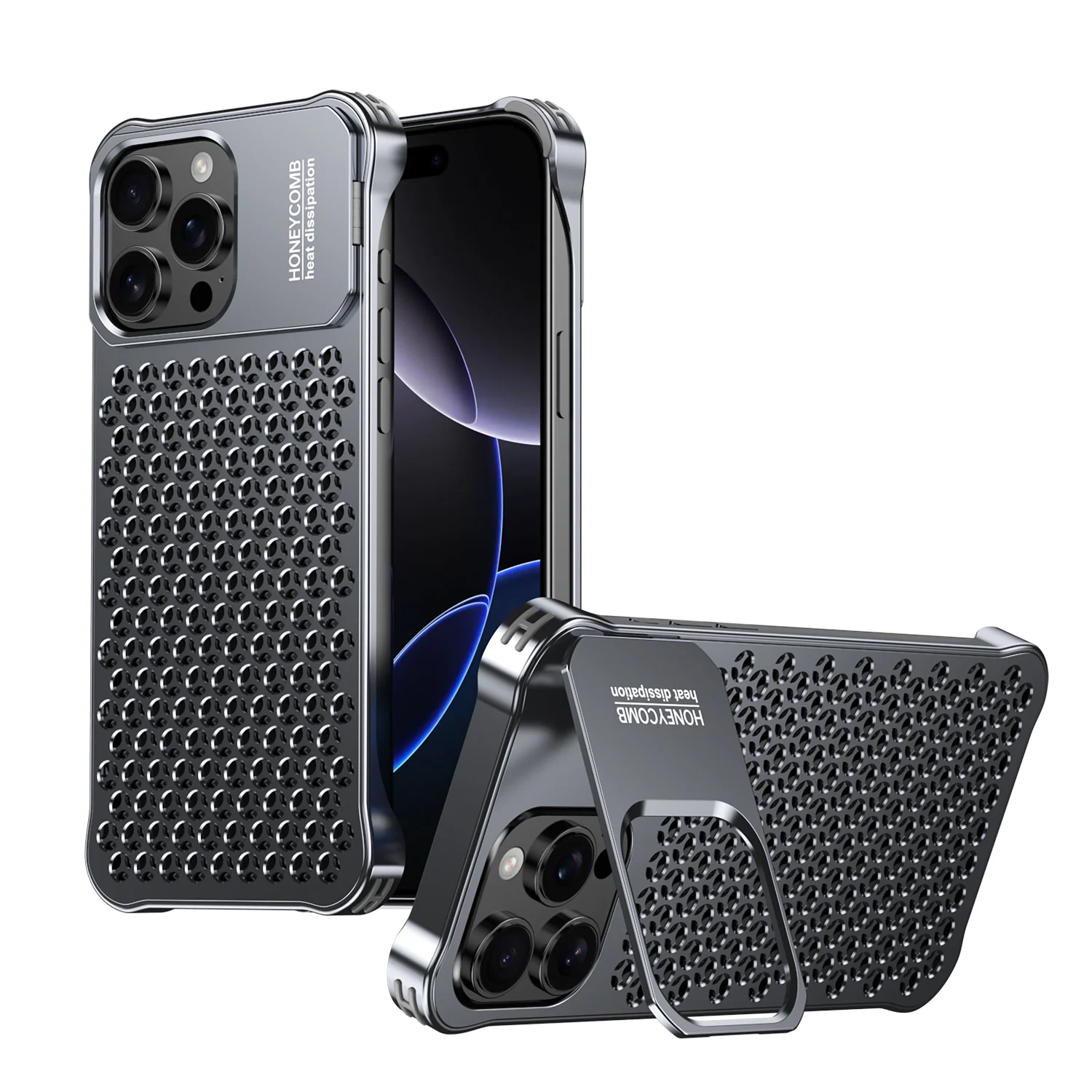 Armor King Lens Kickstand Heat Dissipation Metal Case Cover