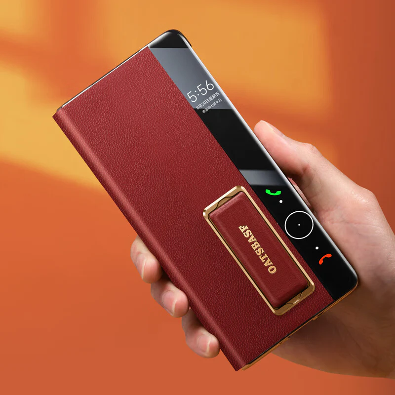 Oatsbasf 360° Rotatable Kickstand Strap Wristband Shockproof Leather Case Cover