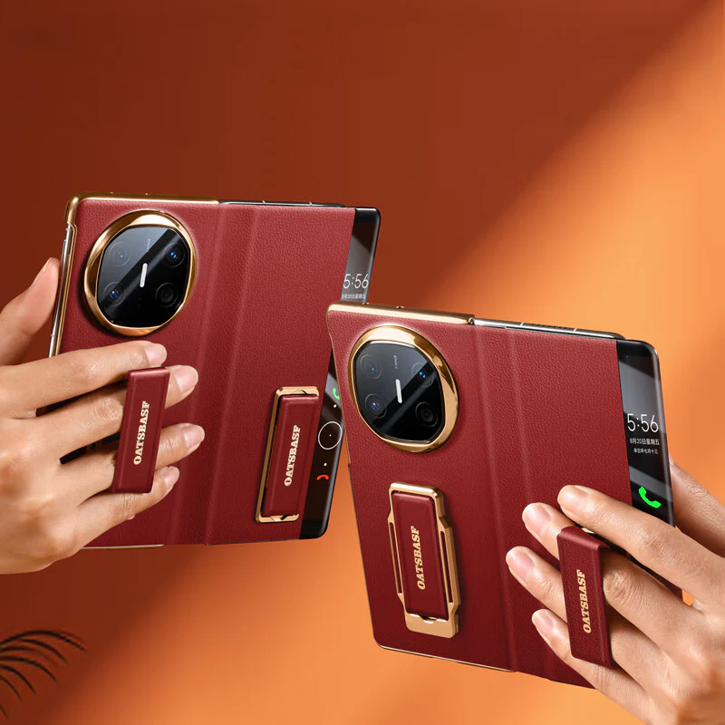 Oatsbasf 360° Rotatable Kickstand Strap Wristband Shockproof Leather Case Cover