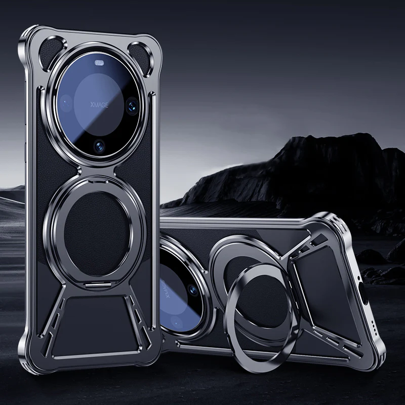 Armor King X Bracket MagSafe Pivot Ring Stand Air Cushion Metal Case Cover