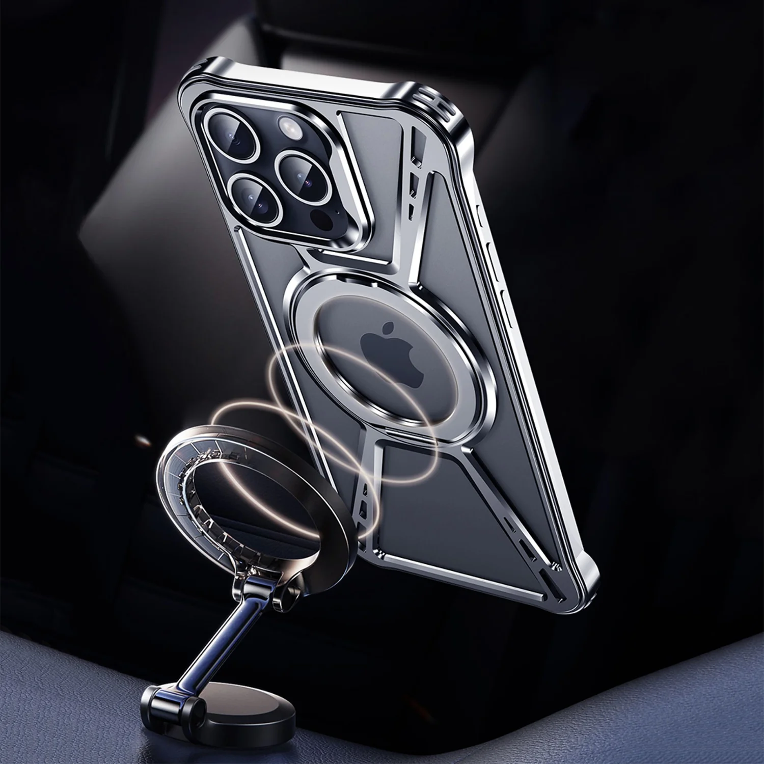 Armor King X Bracket MagSafe Pivot Ring Stand Air Cushion Metal Case Cover
