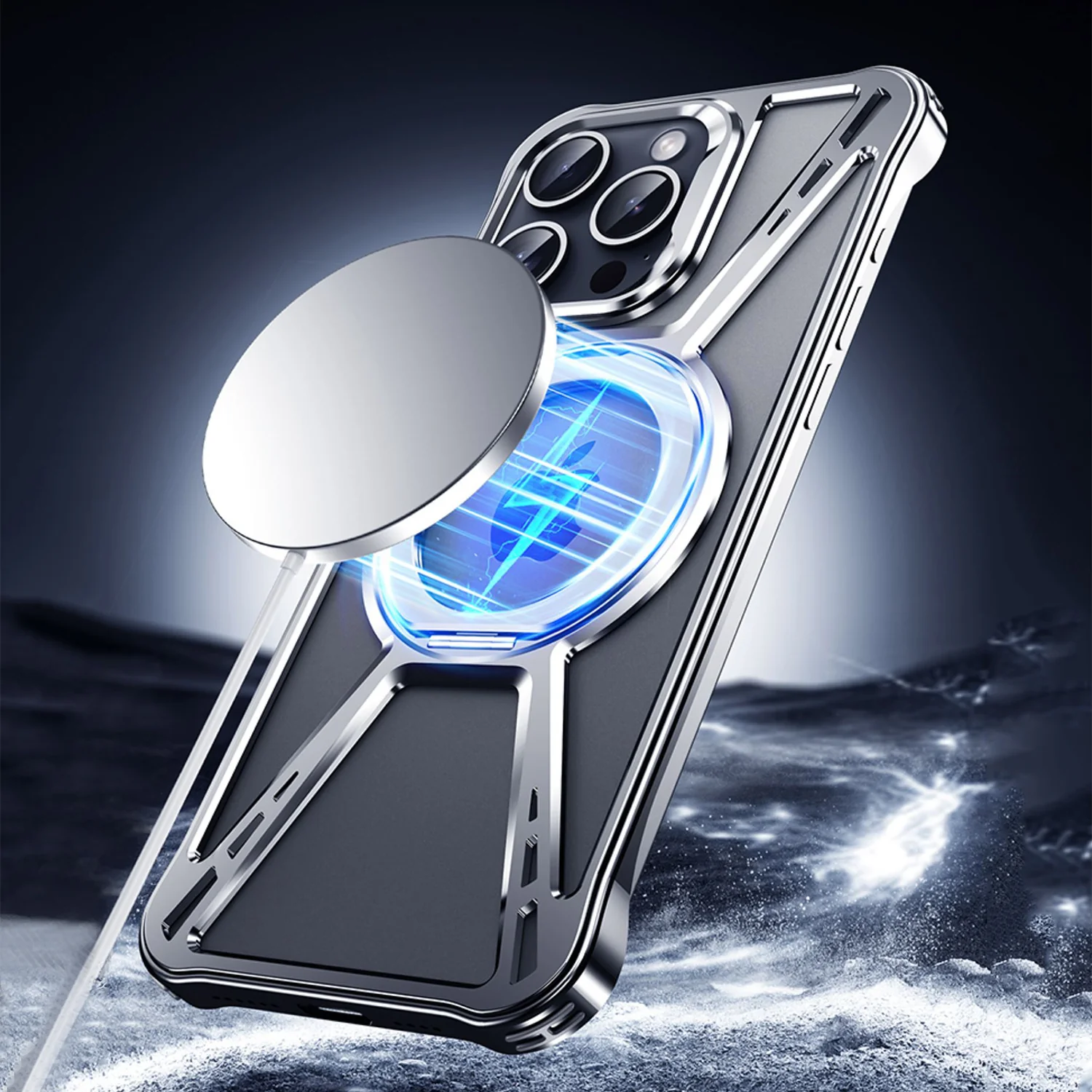 Armor King X Bracket MagSafe Pivot Ring Stand Air Cushion Metal Case Cover